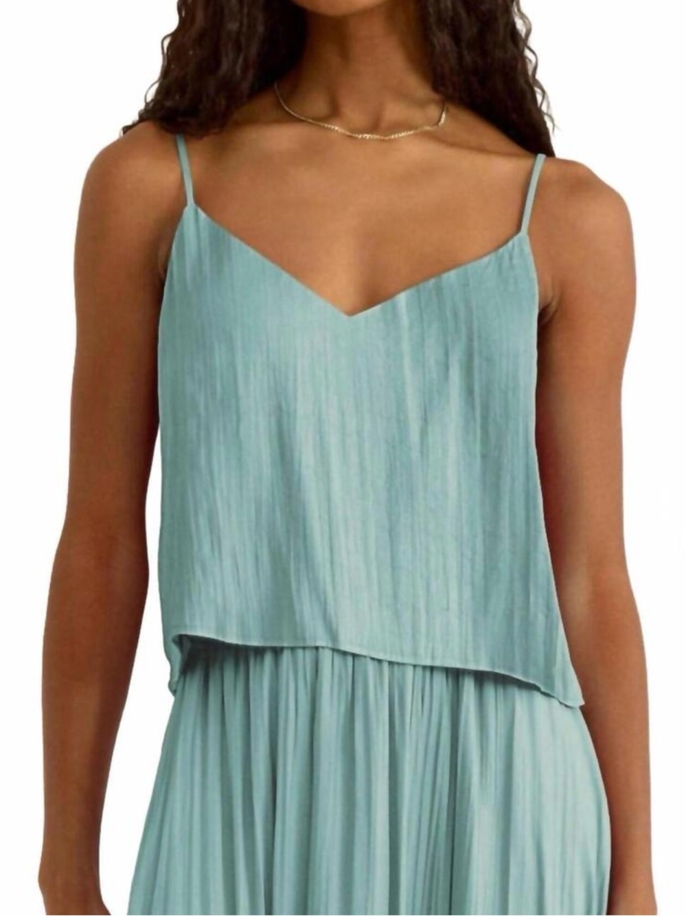 Z SUPPLY fiore crinkle satin tank top in sea pine
